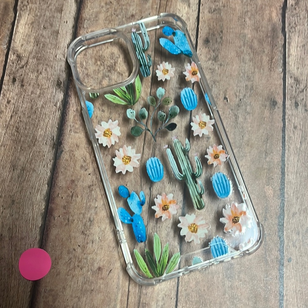 5for$10 iPhone 14 - 6.1 translucent protective phone, case floral, and cactus